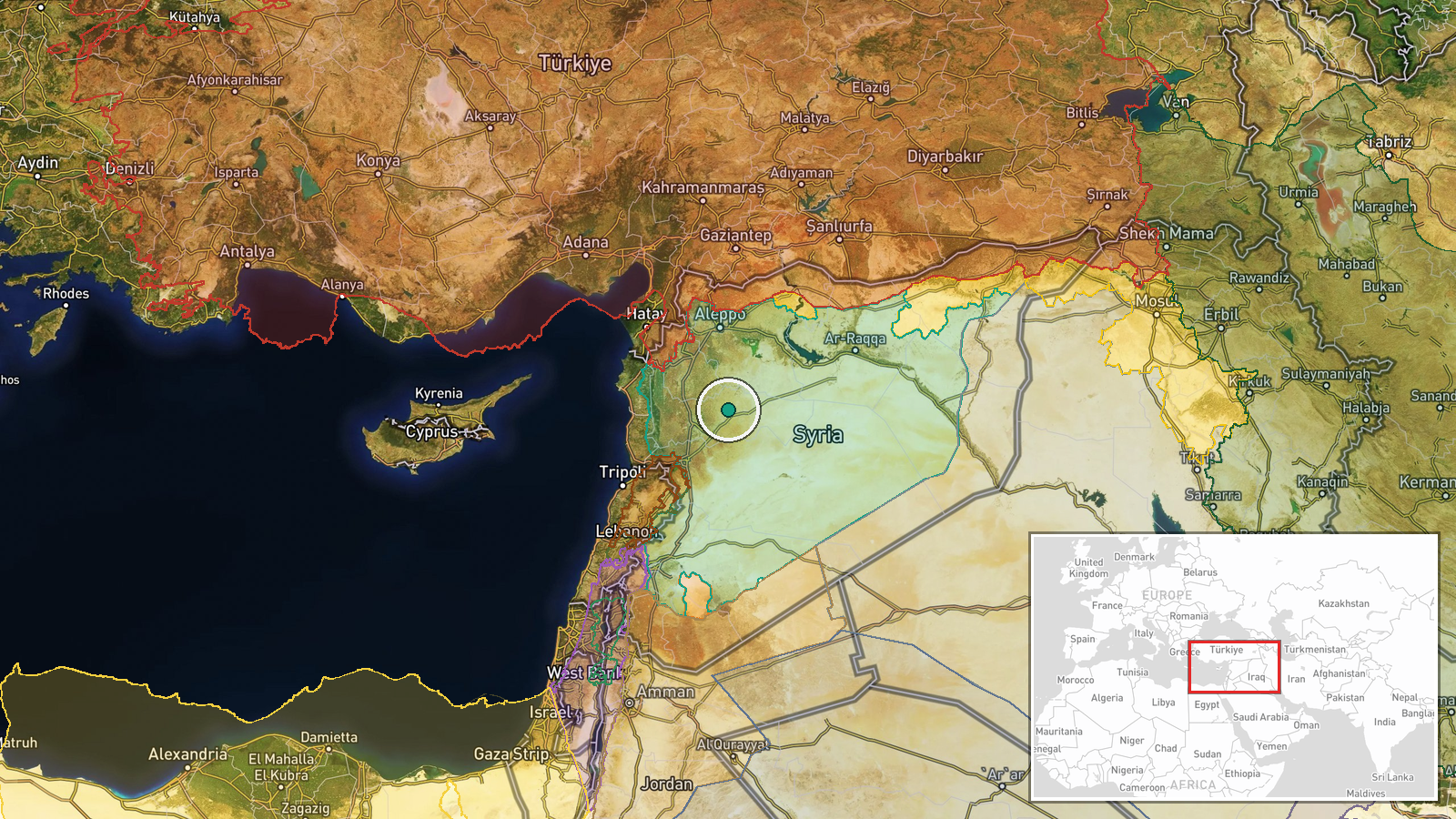 Idlib, Hama, and Daraa Governorates, Syria — Displacement location map