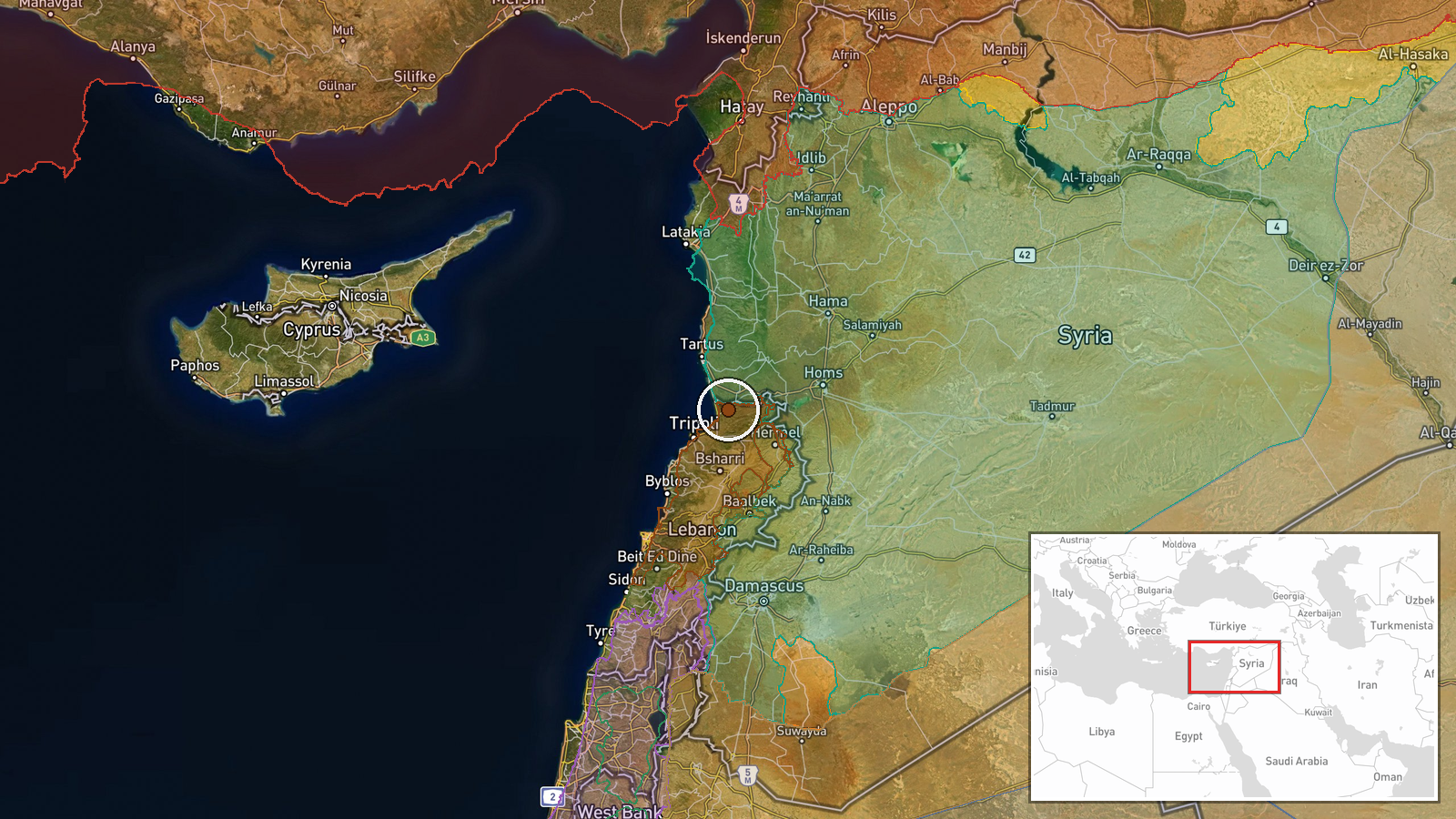 Tal Abbas, Akkar, Lebanon — Security location map