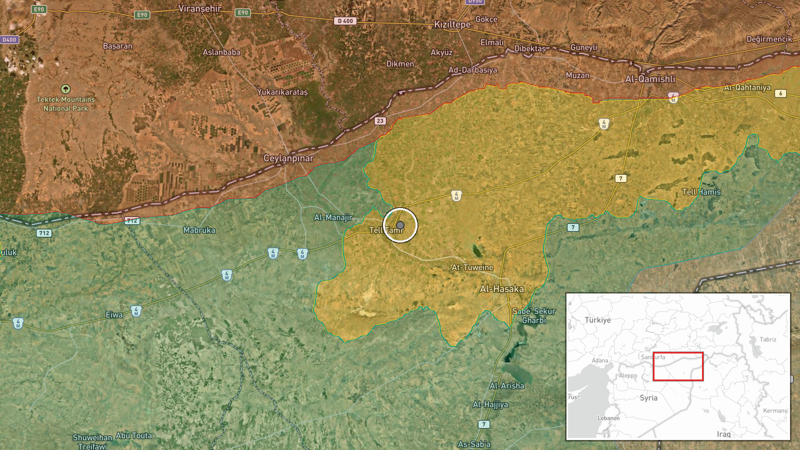 Ras al-Ayn, Al-Hasakah, Syria — Displacement location map