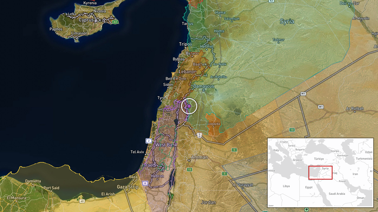 Jaba, Quneitra Governorate, Syria — Combat location map