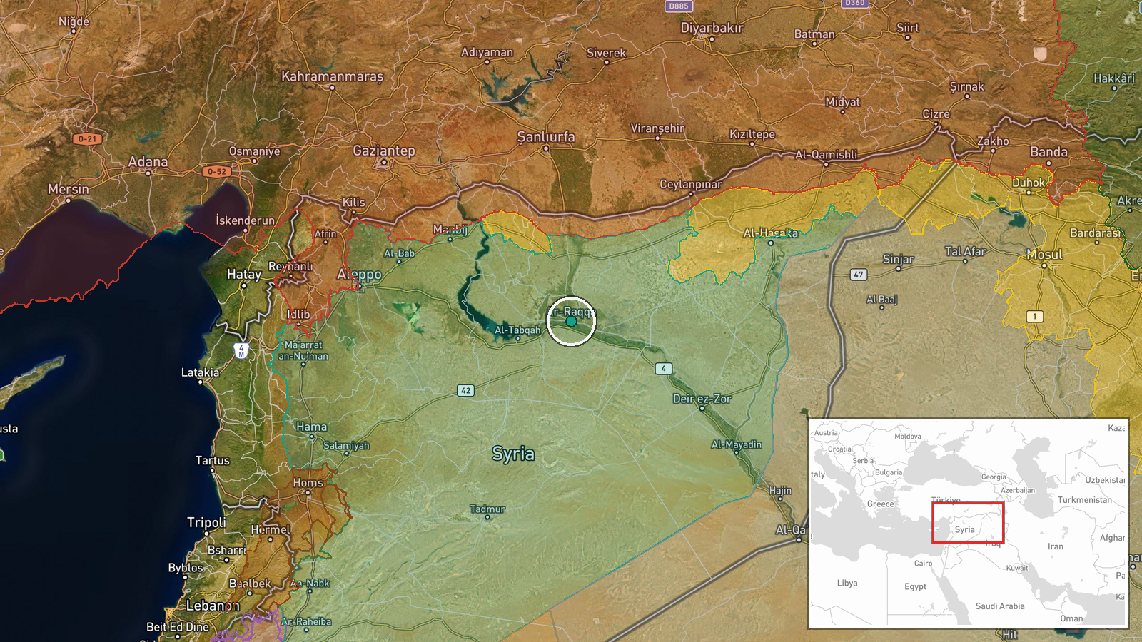 Al-Raqqa, Al-Raqqa Governorate, Syria — Security location map