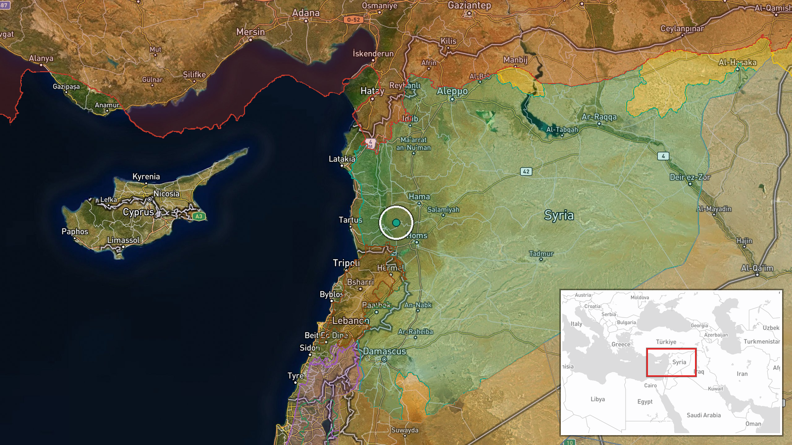 Aqrab, Homs, Syria — Security location map