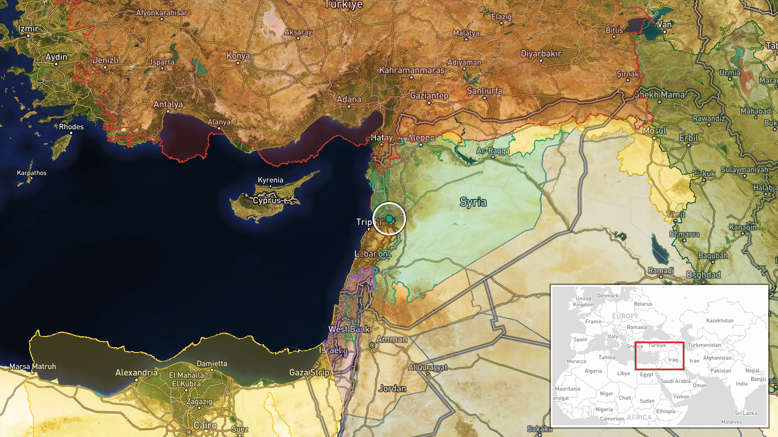 Jdeideh Yabous Border Crossing, Homs Governorate, Syria — Security location map