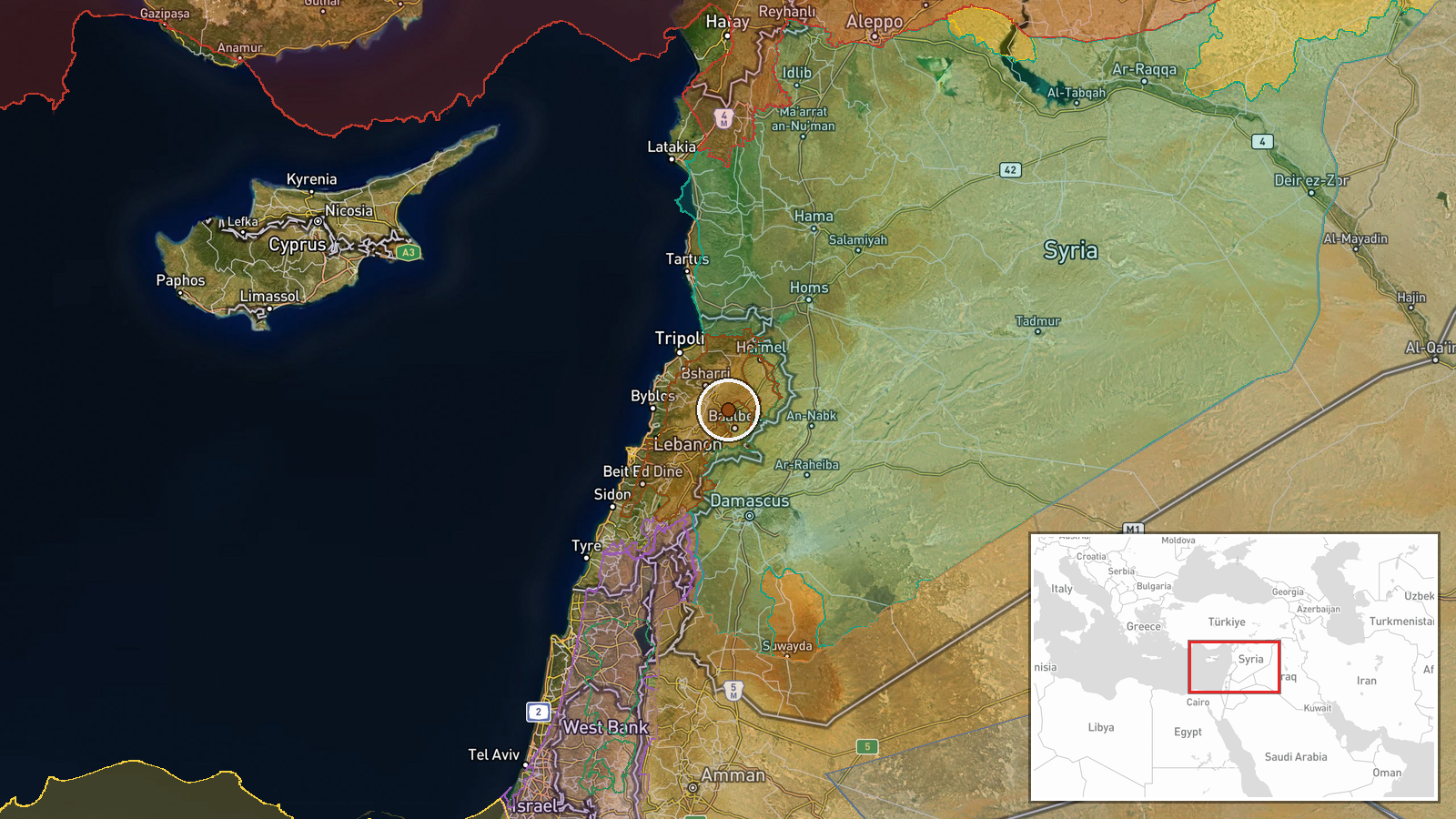 Al-Kanisah, Baalbek District, Bekaa Governorate, Lebanon — Security location map