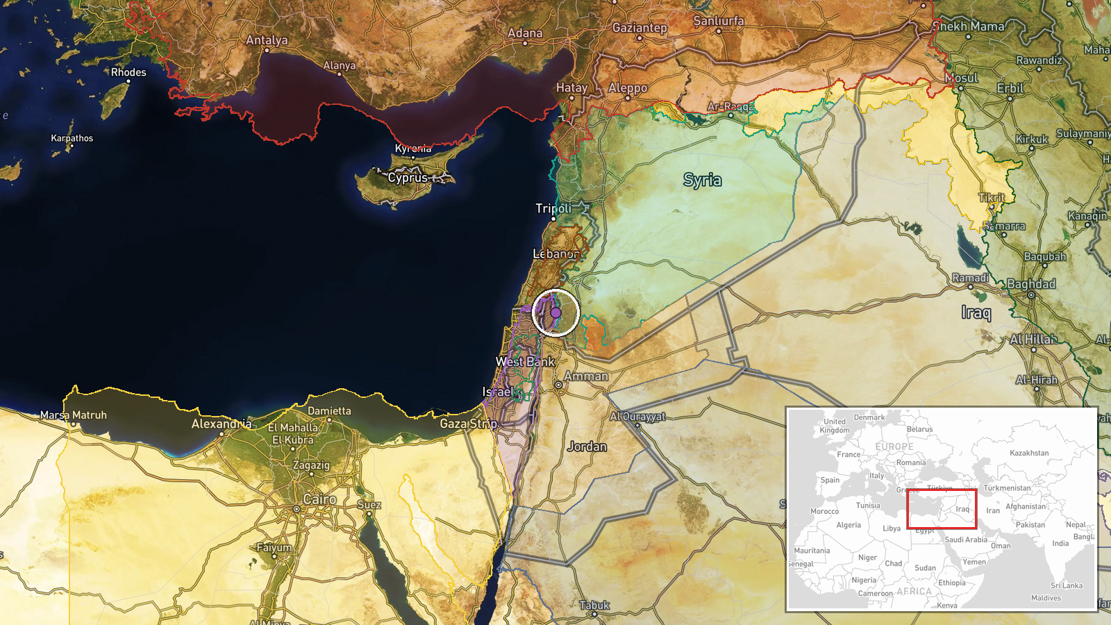 Breqaa, Quneitra Governorate, Syria — Security location map