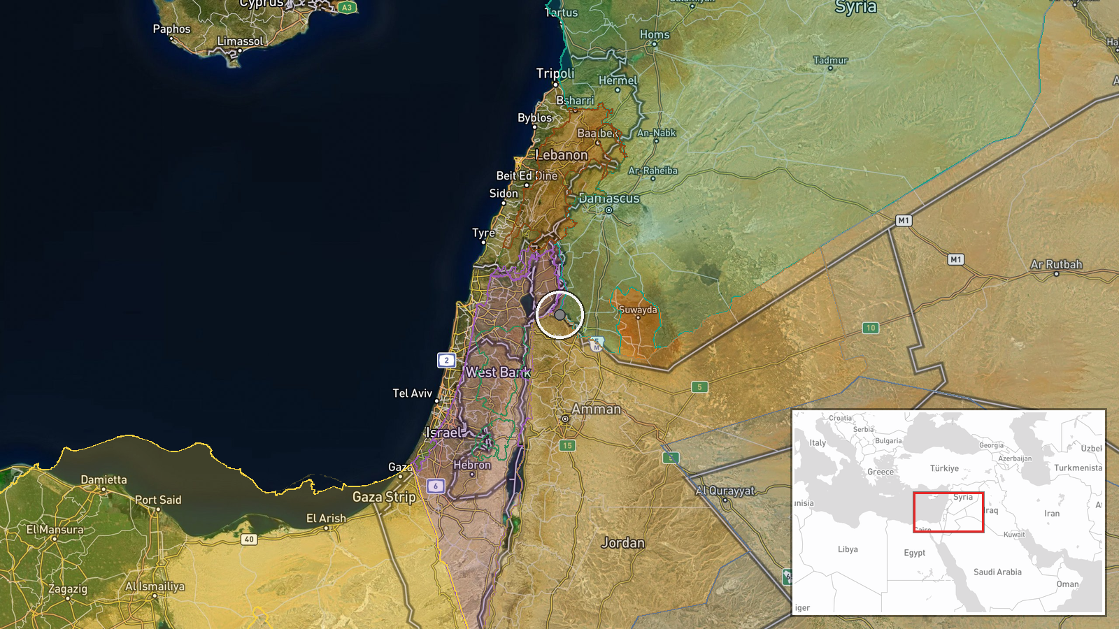 Al-Wahdah Dam, Syria-Jordan Border — Report location map