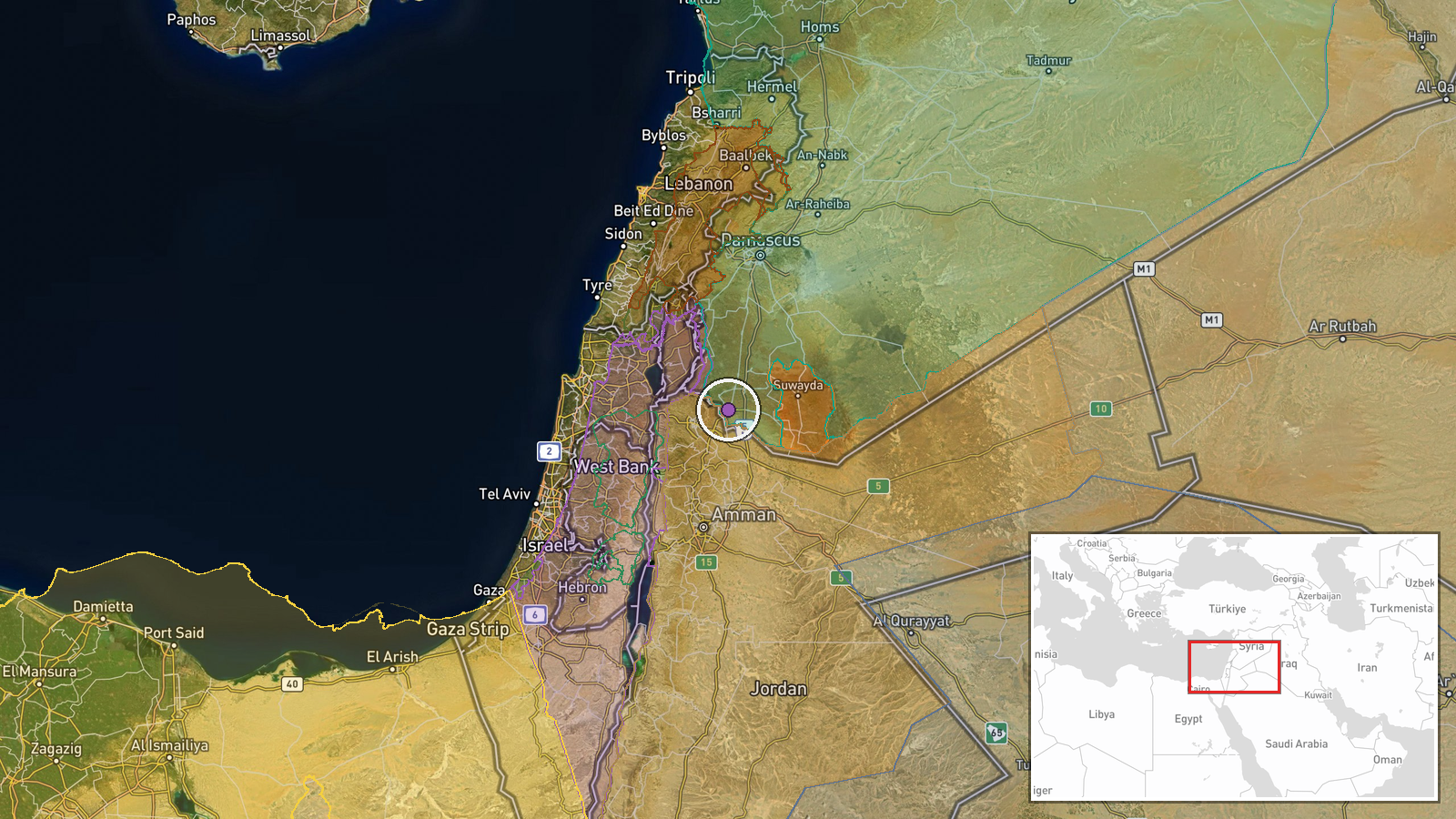 Wadi al-Raqad, Daraa, Syria — Security location map