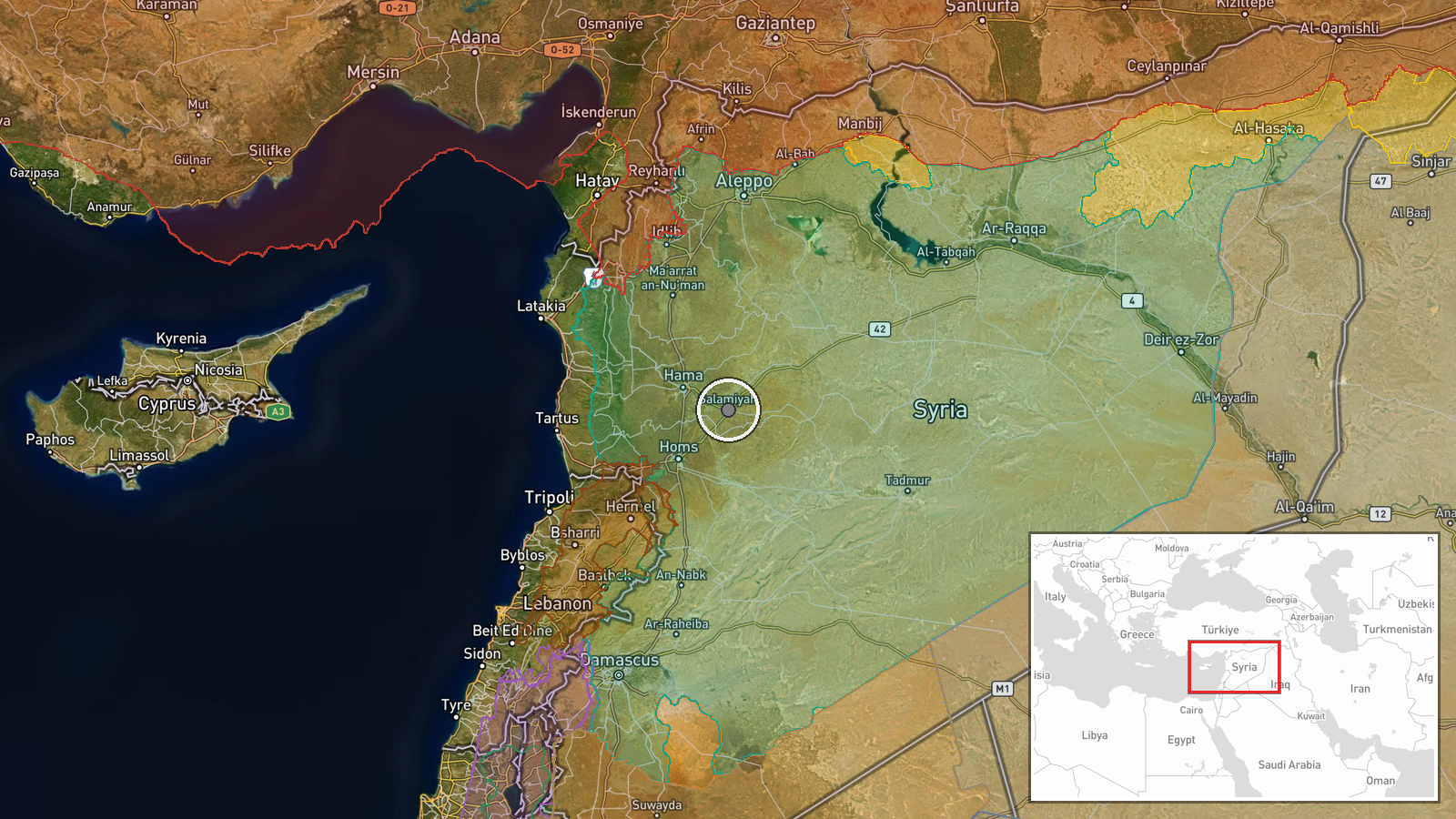 Salmieh-Athriya Road, Hama Governorate, Syria — Security location map