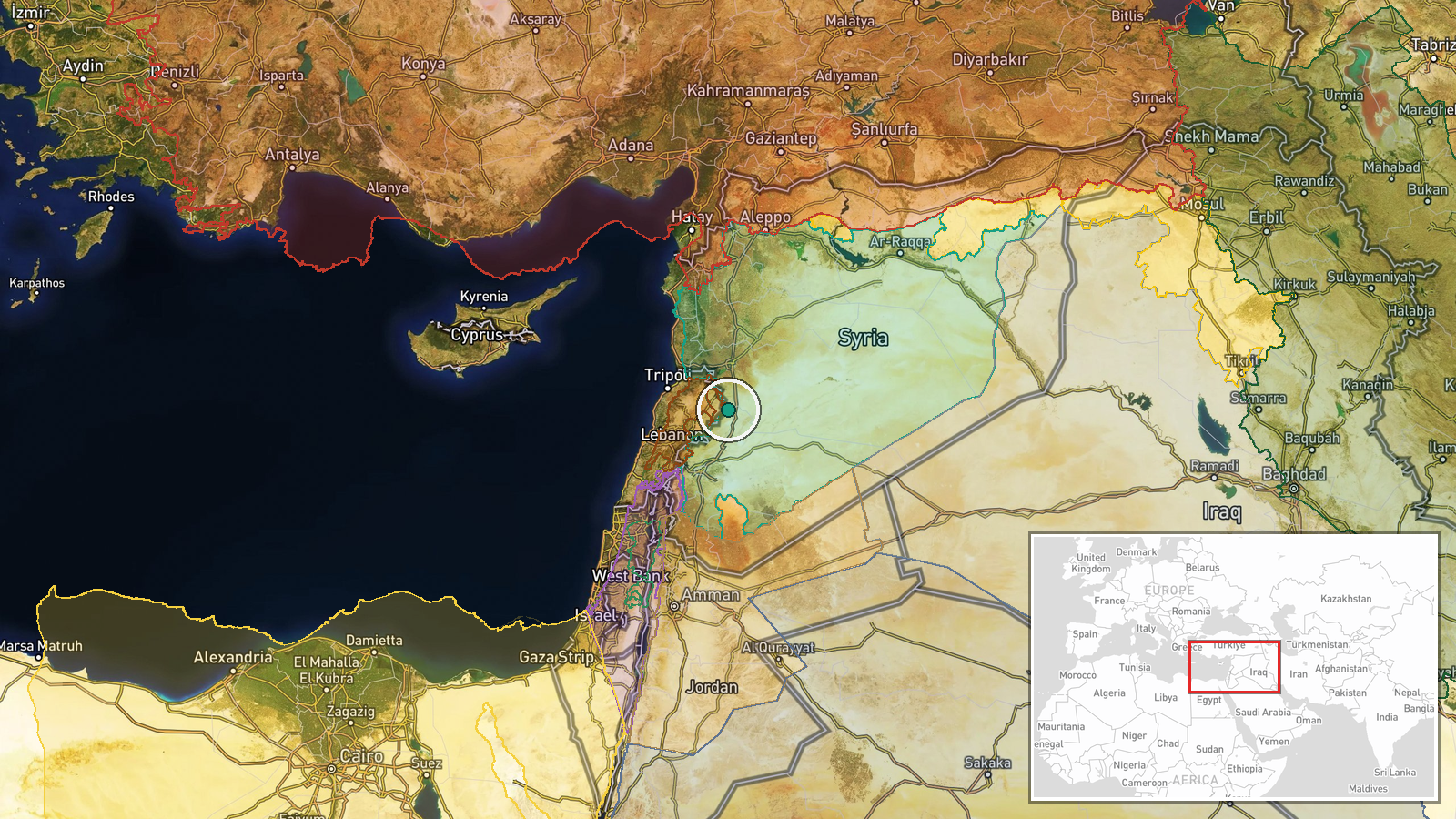 Hadidah village, Talkalakh, Rif Dimashq, Syria — Humanitarian Aid location map