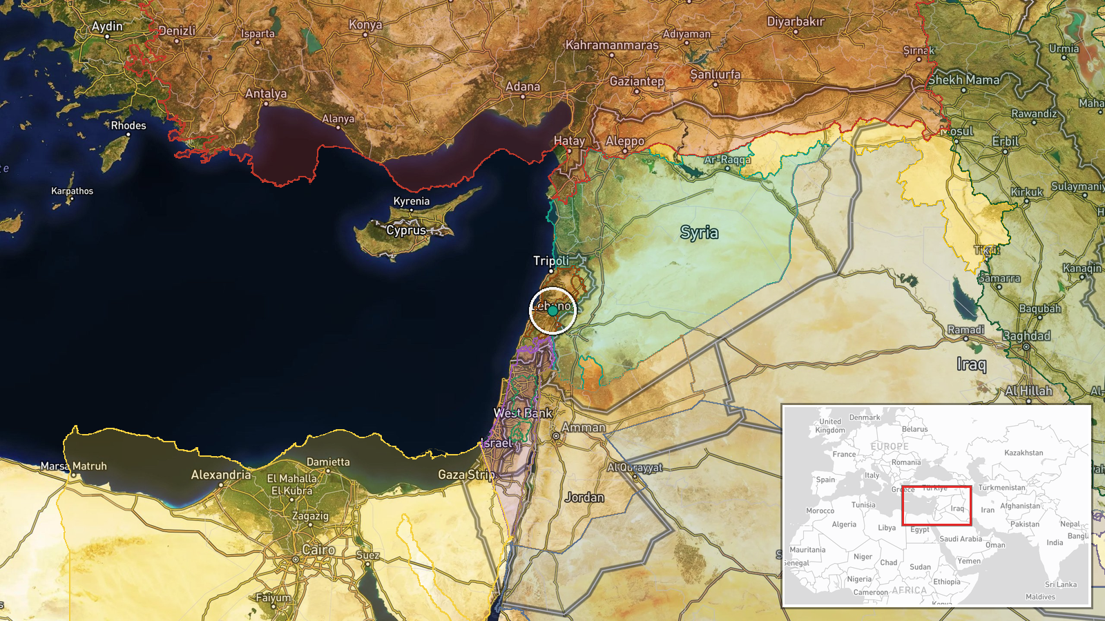 Lebanon (location not reported) — Police Operation location map