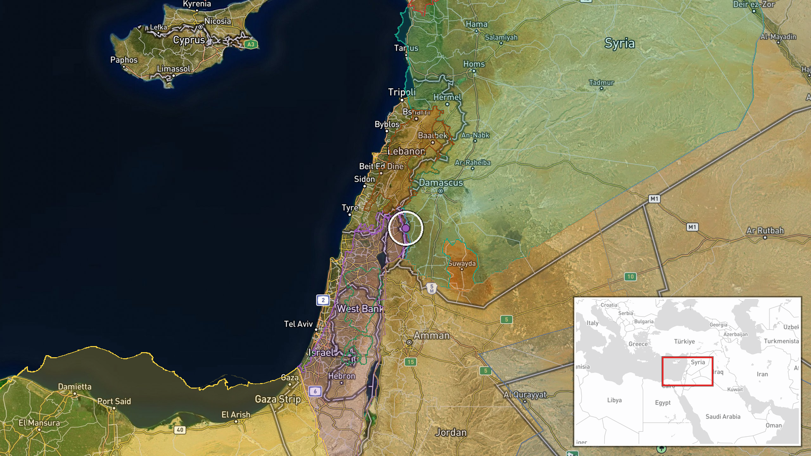 Al-Ajrafa, Quneitra Governorate, Syria — Security location map