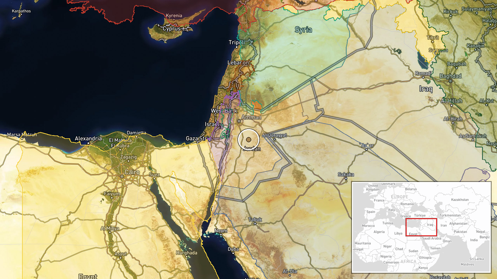 Jordan (location not reported) — Police Operation location map