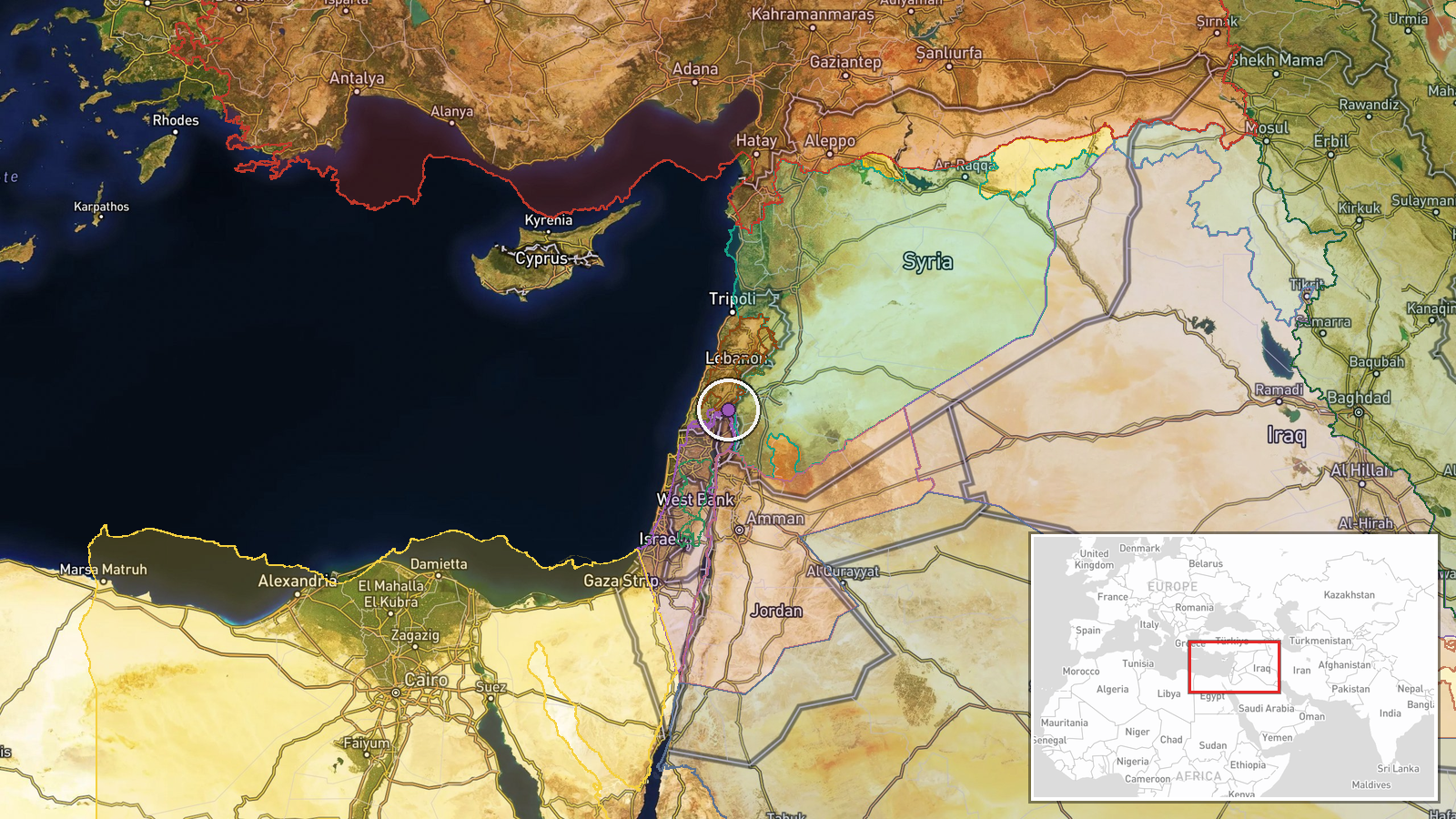 Quneitra, Quneitra Governorate, Syria — Tank location map