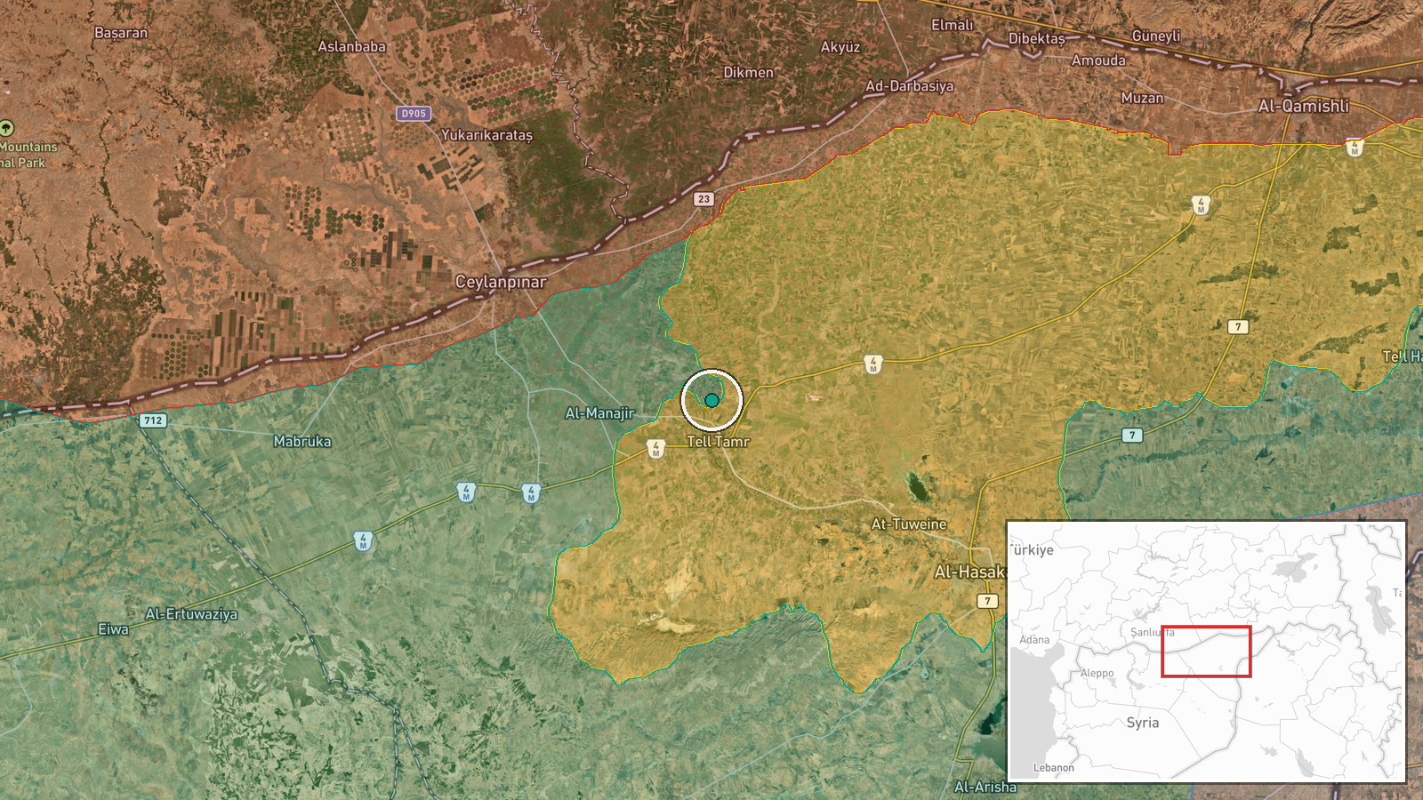 Ras al-Ain, Hasakah, Syria — Displacement location map