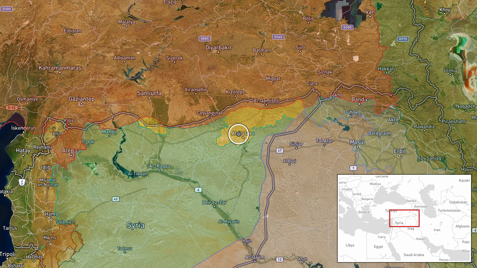 Al-Tuwaina camp, Hasakah, Syria — Displacement location map