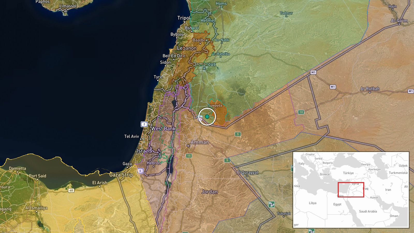 Ghasm, Daraa Governorate, Syria — Police Operation location map