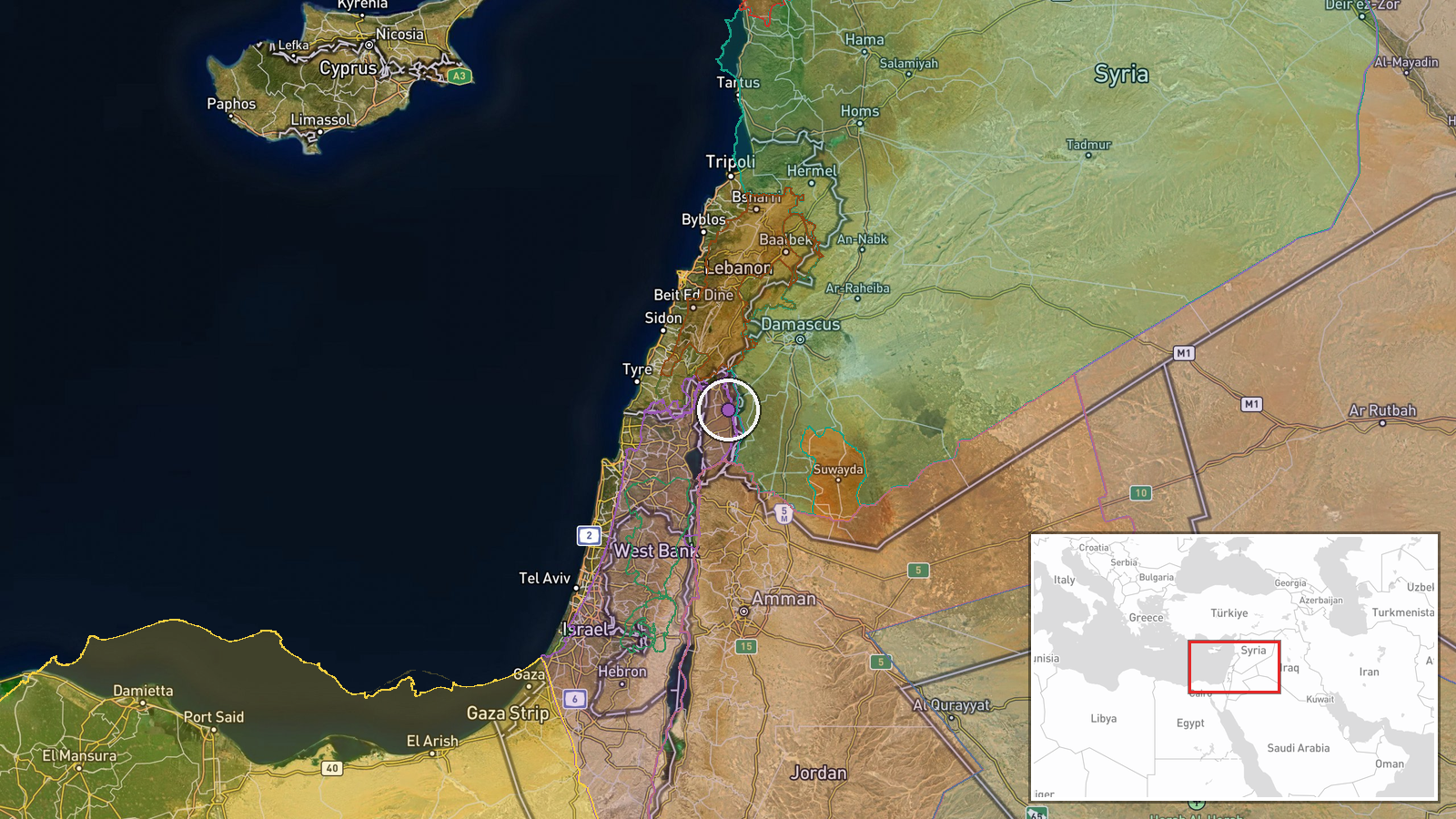 Zarzoura Farm, Al-Rifeid, Quneitra Countryside, Syria — Deployment location map