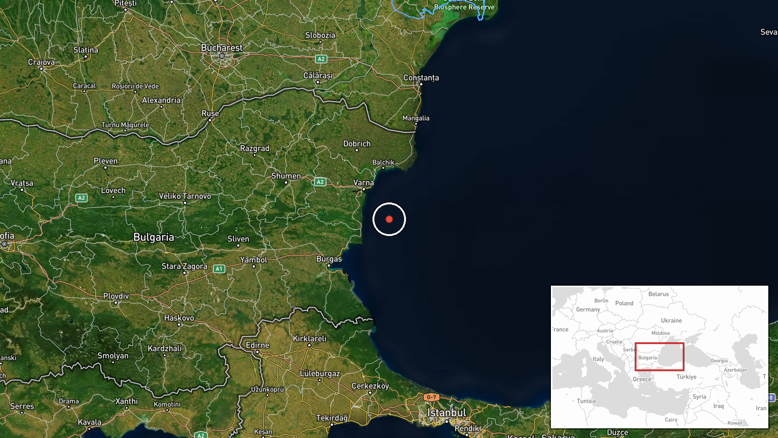 Black Sea, off Bulgaria coast — Cargo Ship location map