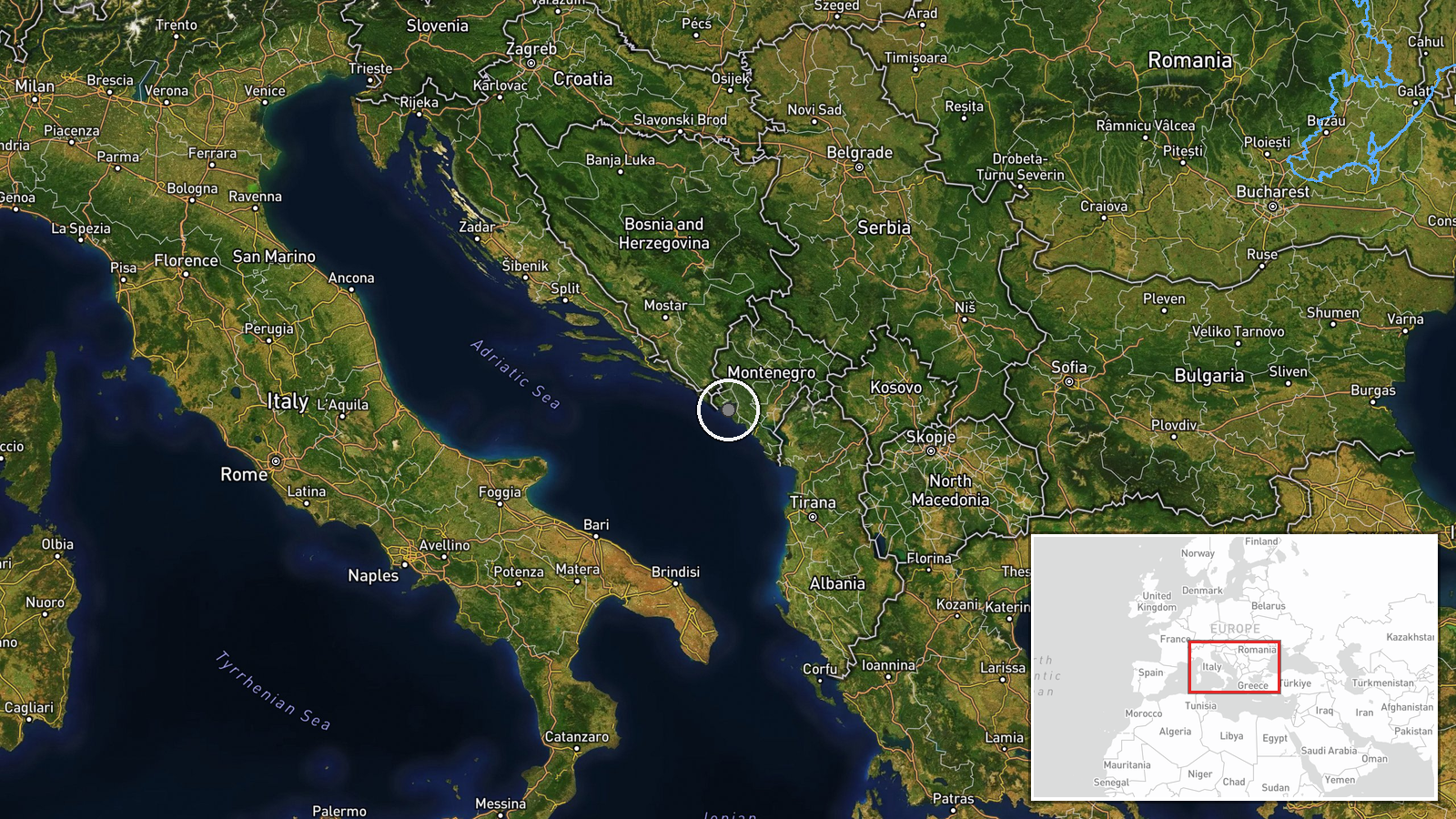 Risan, Bay of Kotor, Montenegro — Security location map