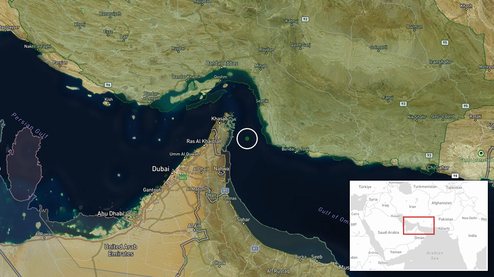 Gulf of Oman, South of Strait of Hormuz