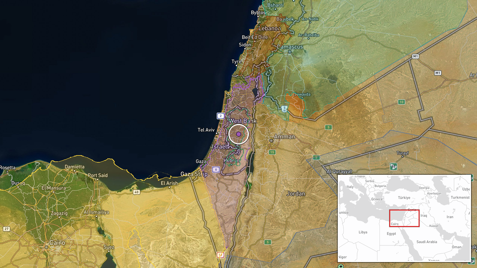 Luban al-Sharqiya, Nablus, West Bank — Security location map