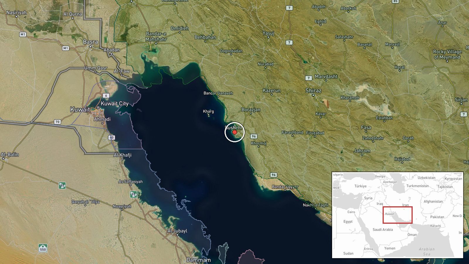 Bushehr Nuclear Power Plant, Bushehr, Iran — Report location map