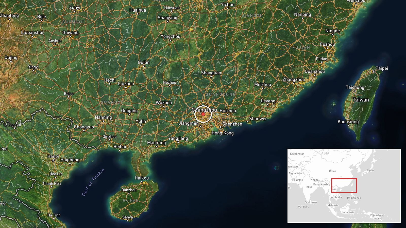Undisclosed shipyard, Guangdong, China — Report location map