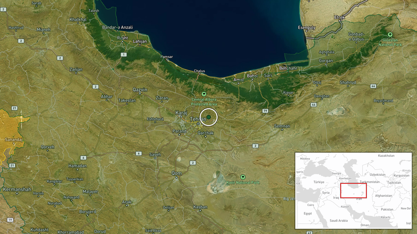 Lavasan, Tehran Province, Iran — Aircraft Shootdown location map