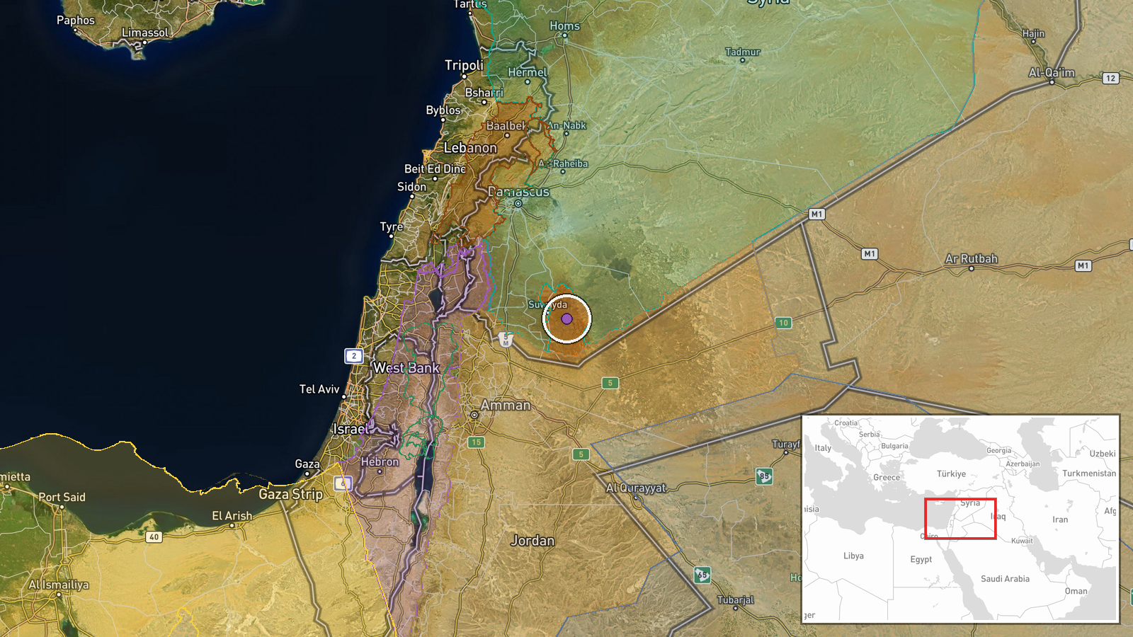 Jabal al-Arab summit, Sweida, Syria — Deployment location map