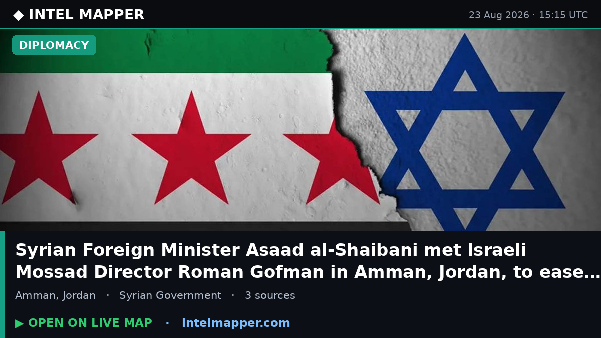 Syrian Foreign Minister Asaad Al-Shaibani and Israeli Mossad chief Roman Goofman met in Am…