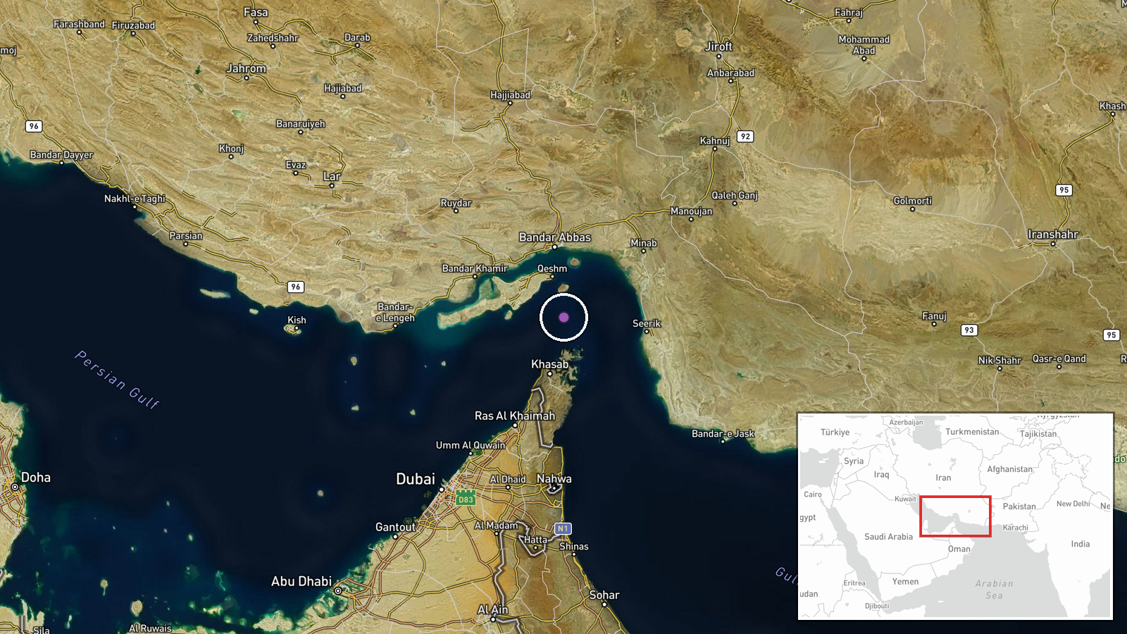 Strait of Hormuz, Persian Gulf — Statement location map
