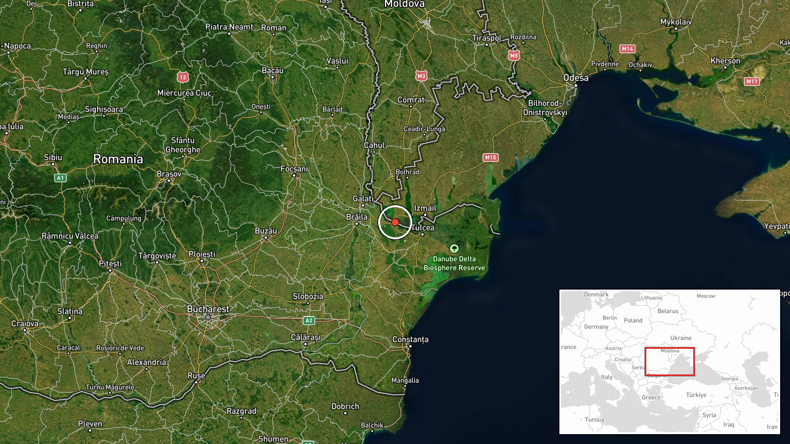Orlivka Border Crossing, Isaccea, Tulcea County, Romania — UAS Strike location map