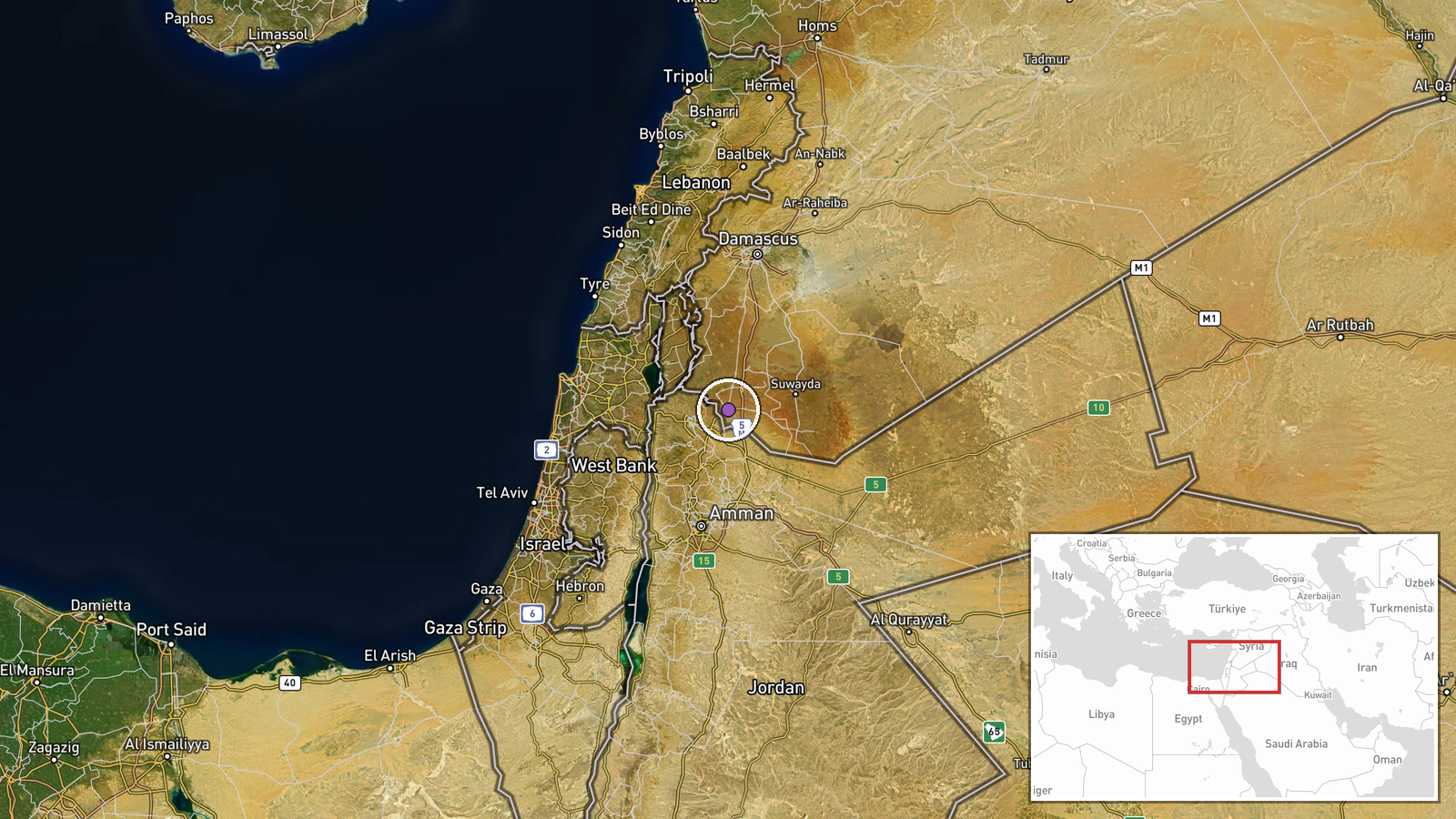 Daraa, Daraa Governorate, Syria — Combat location map