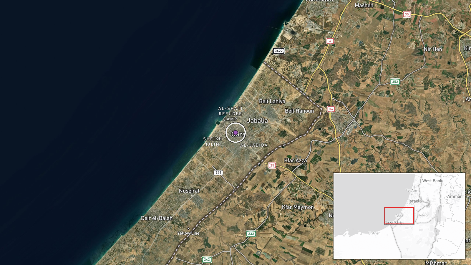 Gaza City, Gaza Strip, Palestine — Airstrike location map