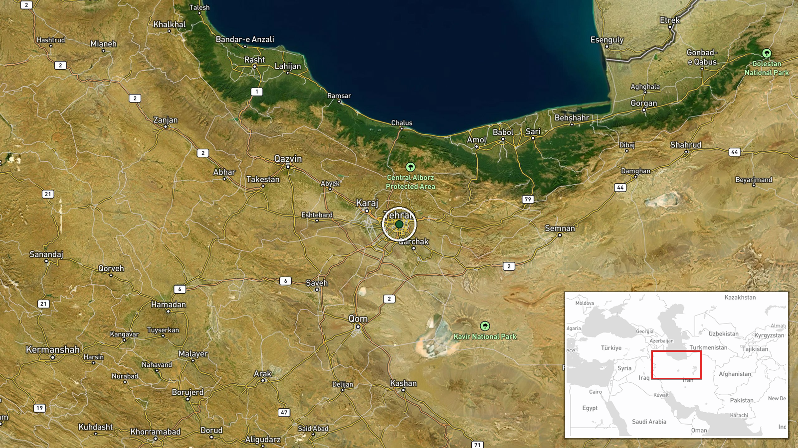 Eastern Tehran, Iran — Air Defense location map