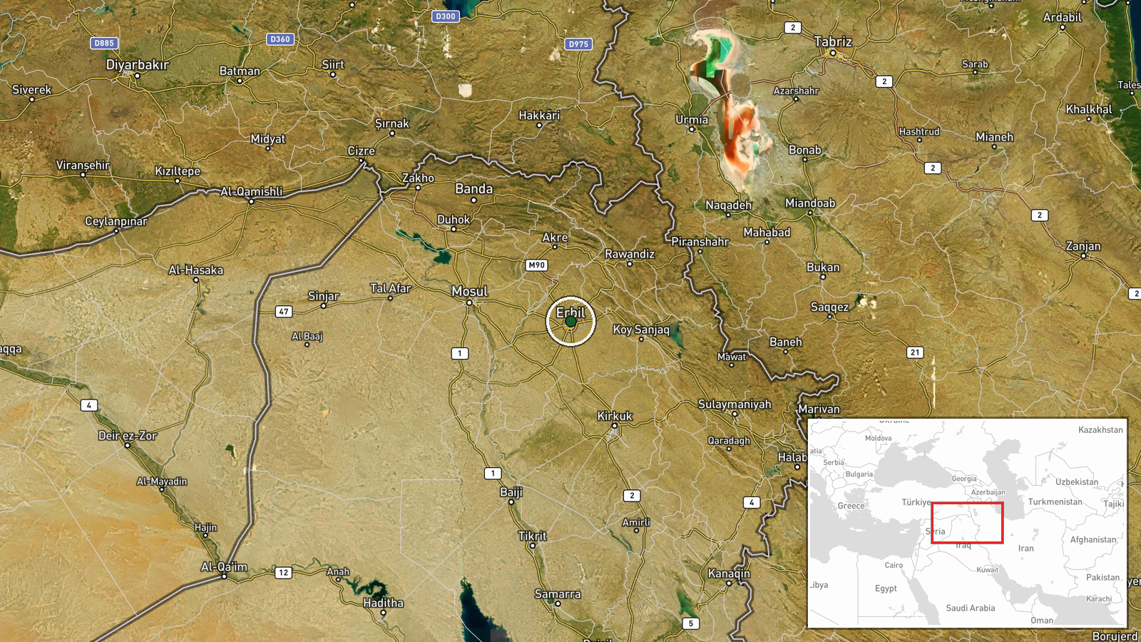 Erbil, Arbil Governorate, Iraq — Ballistic Missile location map