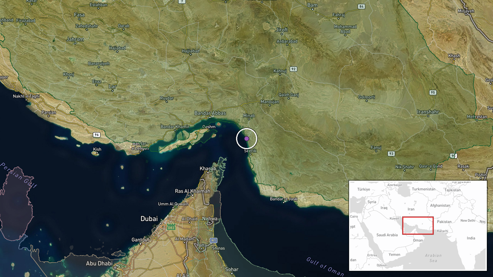 Kuhestak, Iran — Ballistic Missile location map