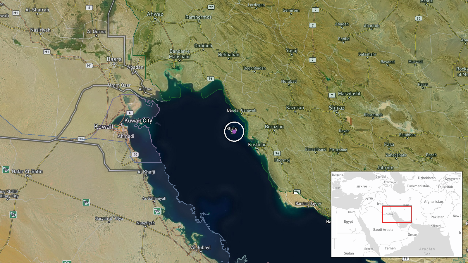 Kharg Island, Persian Gulf, Iran — Cruise Missile location map