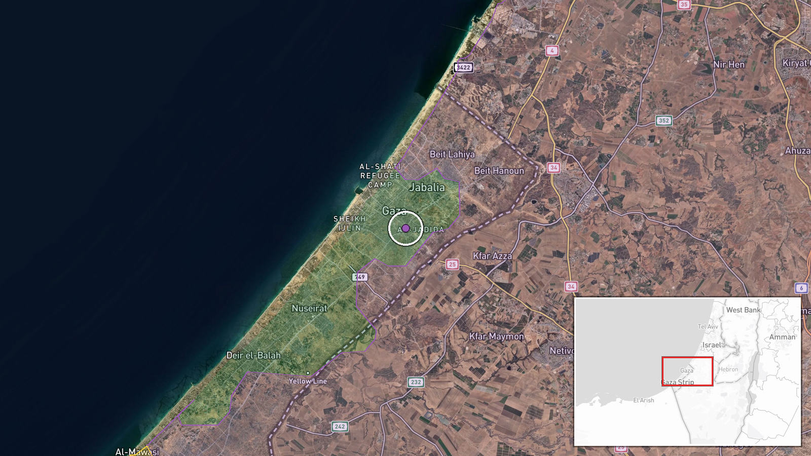 Western Gaza City, Gaza Strip — UAS Strike location map