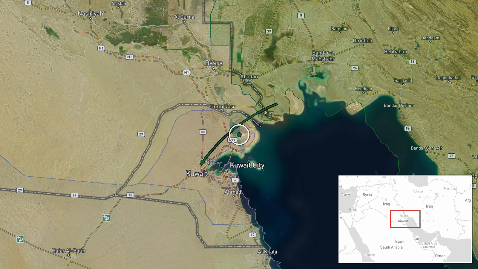 Ali Al Salem Air Base, Kuwait — Ballistic Missile location map
