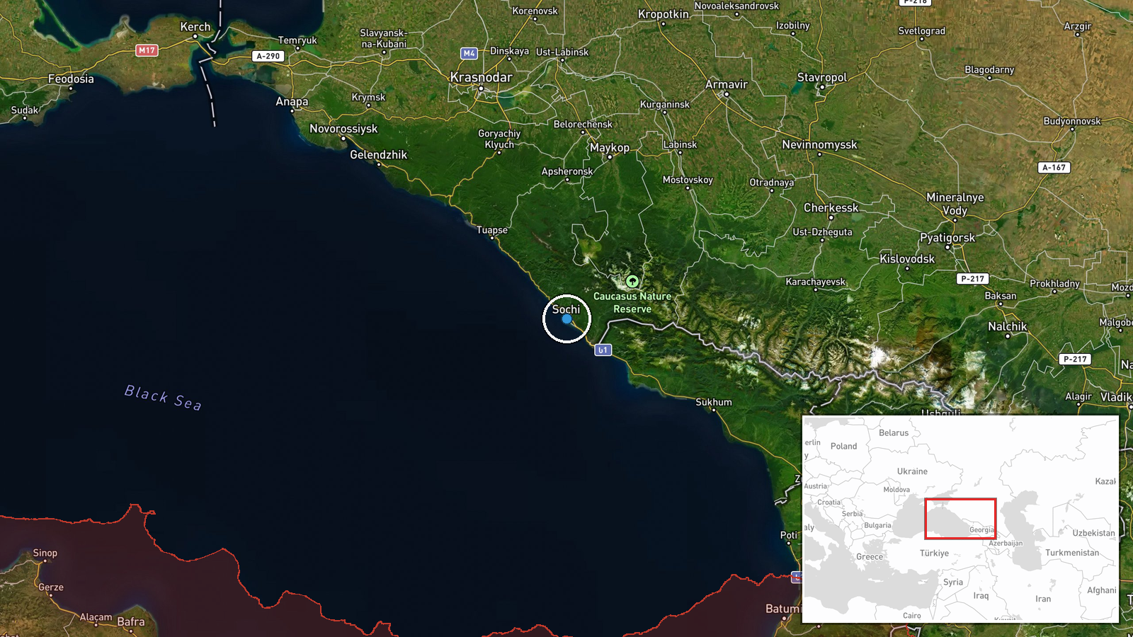 Sochi Port, Krasnodar Krai, Russia — UAS Strike location map
