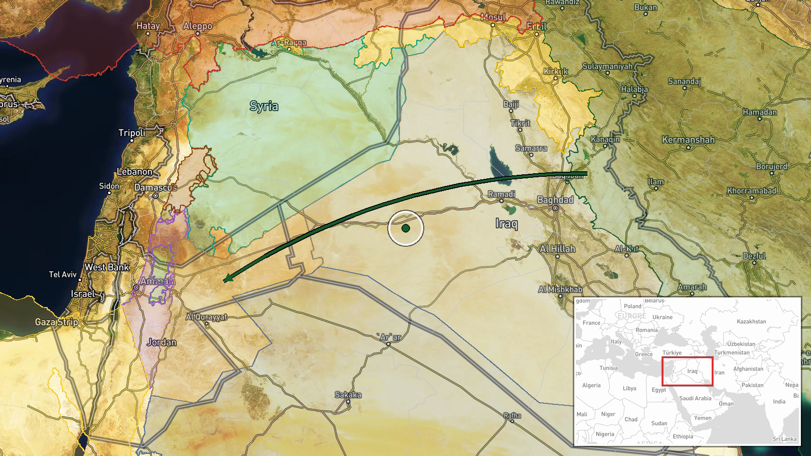 Muwaffaq Salti Air Base, Zarqa Governorate, Jordan — Airstrike location map