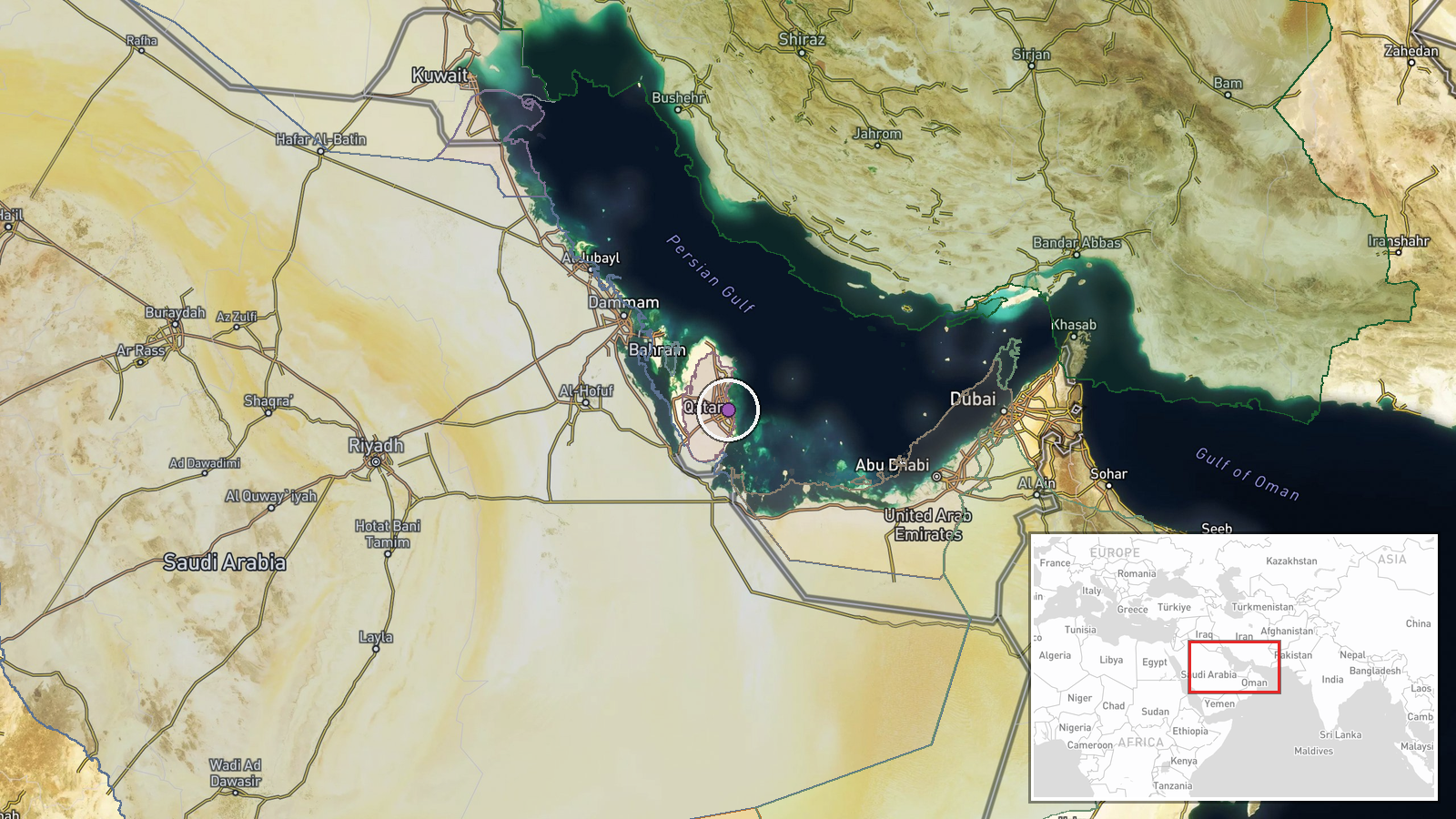 Doha, Qatar — Airstrike location map
