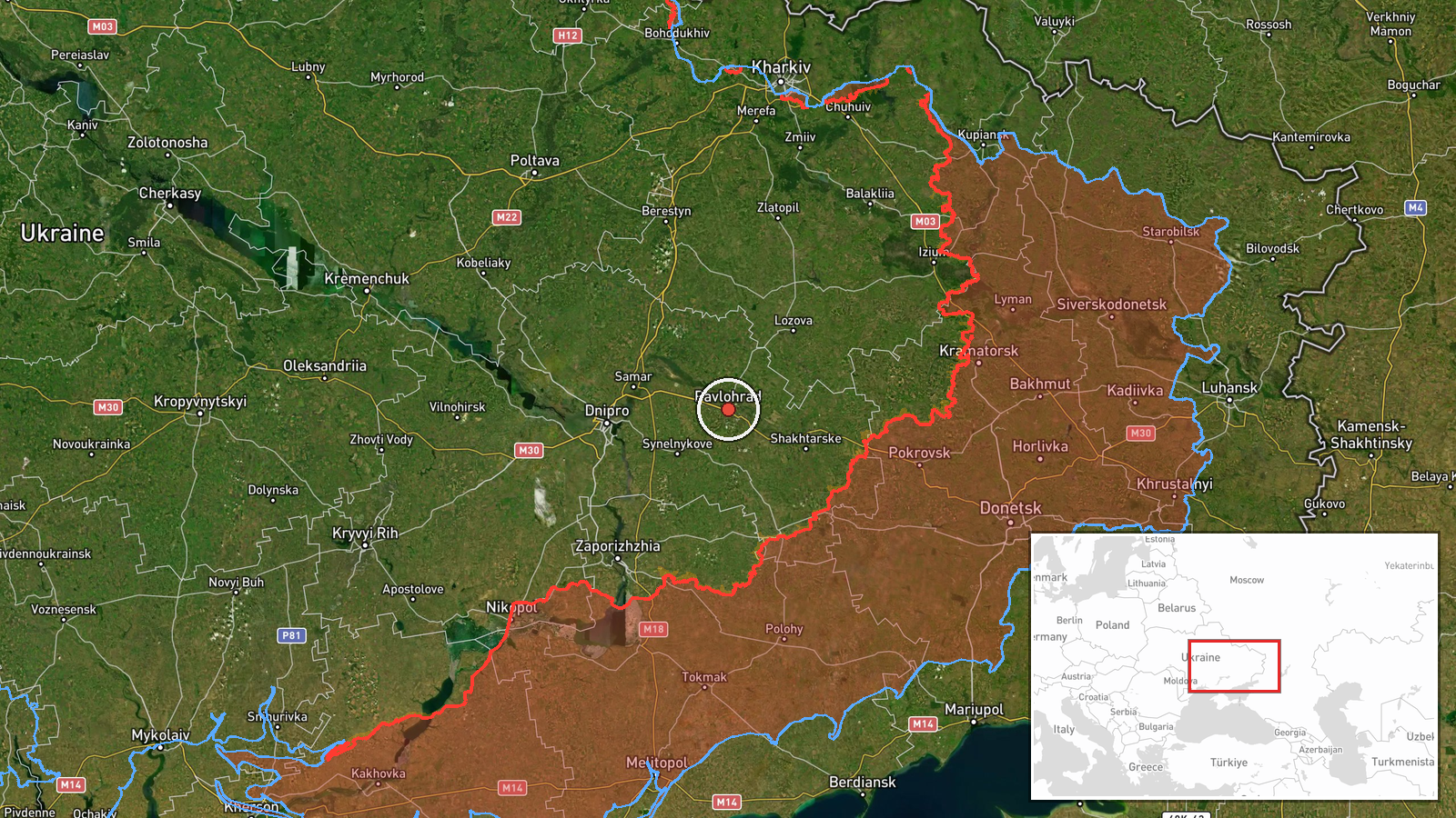 Pavlohrad, Dnipropetrovsk Oblast, Ukraine — UAS Strike location map