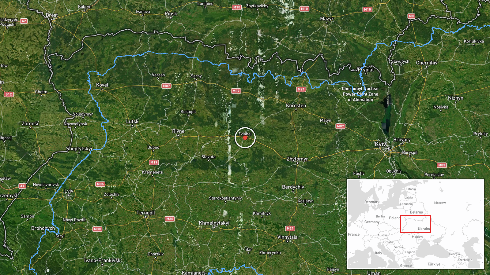 Zviahel, Zhytomyr Oblast, Ukraine — UAS Strike location map