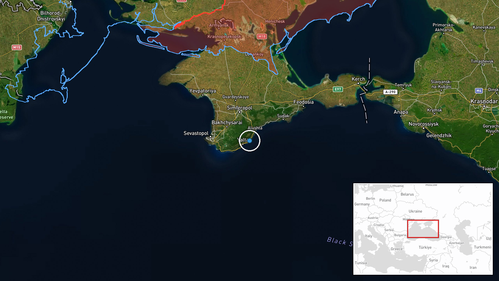 Black Sea, off Crimea coast — Naval location map