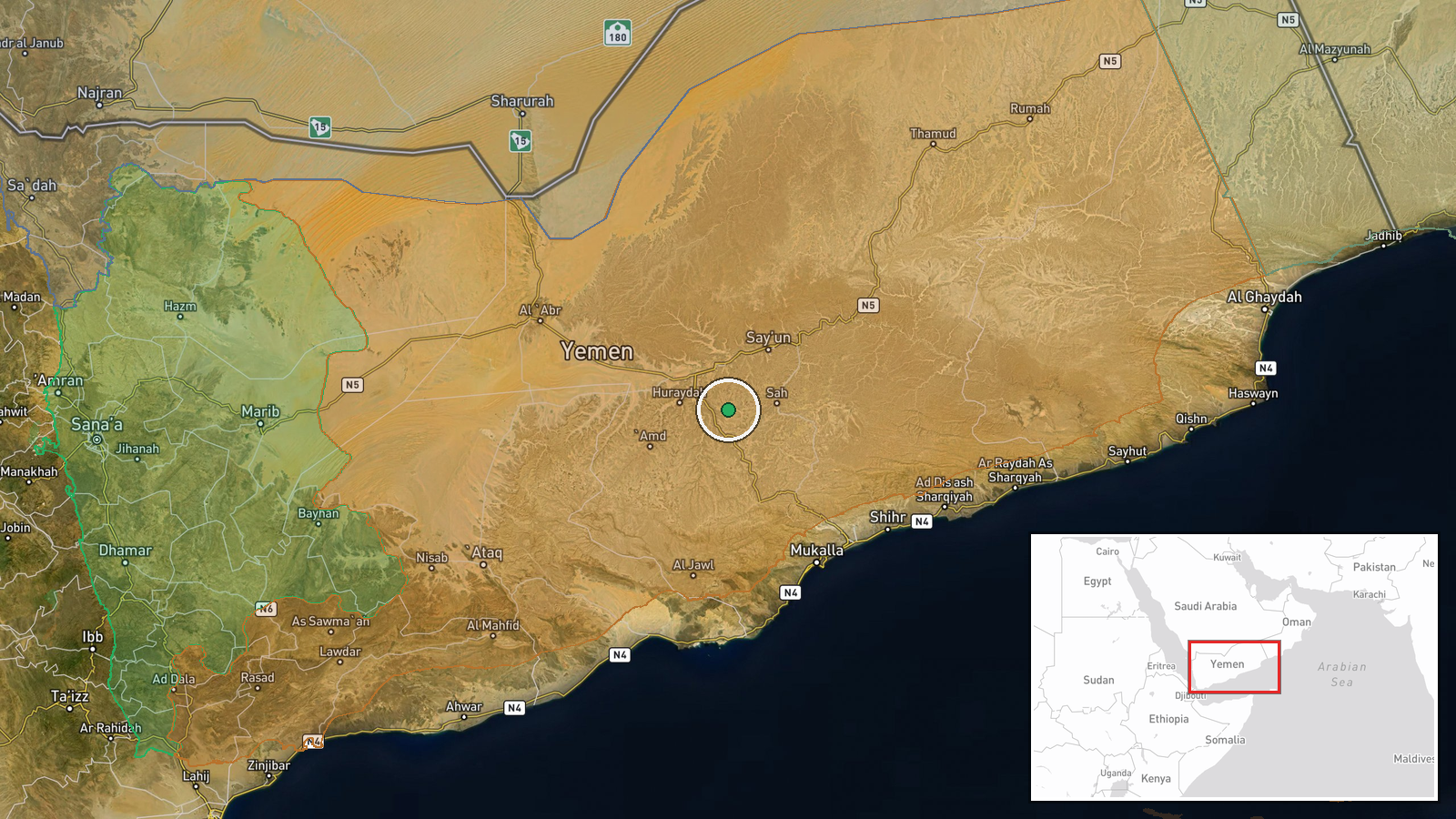 West Coast, Yemen — Security location map