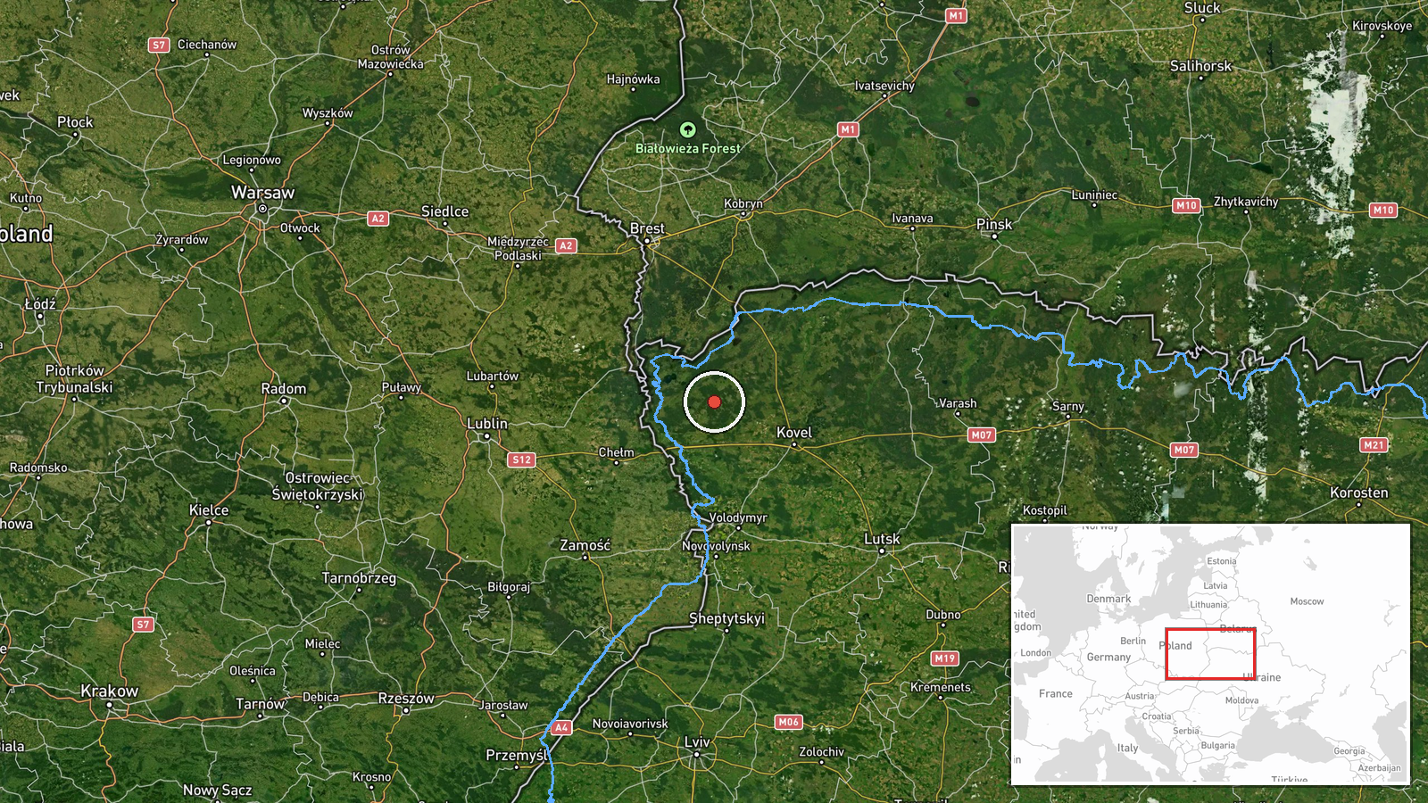 Volyn Region, Ukraine, 2 km from Polish border — Ballistic Missile location map