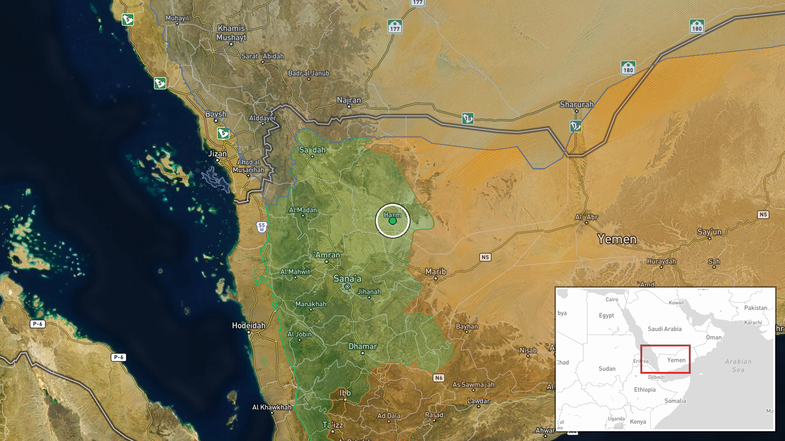 Al Jawf Governorate, Yemen — Deployment location map