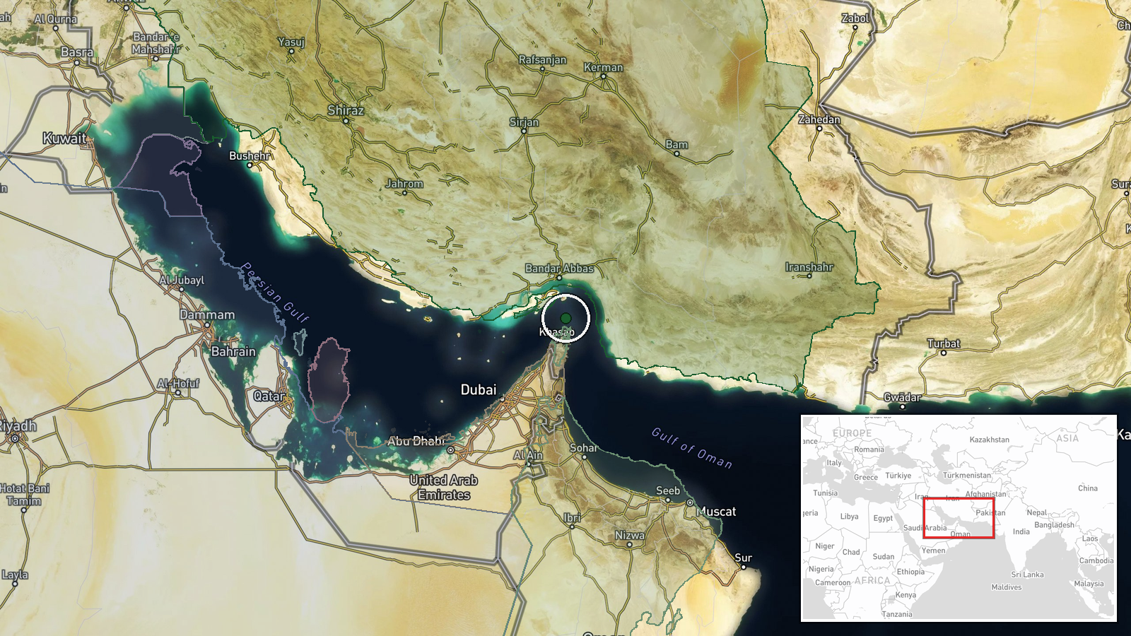 Strait of Hormuz, Persian Gulf — Cargo Ship location map